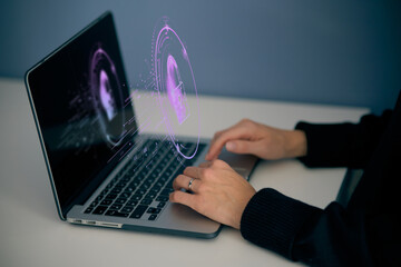 Programmers and cyber security technologies design websites and security in the Social World, cyberspace concepts.
