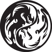 Yin Yang Tattoo Symbol In The Shape Of Two Fighting Dragons