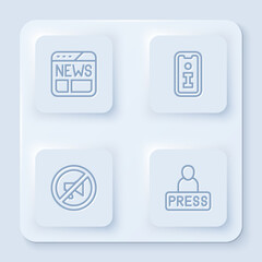 Wall Mural - Set line News, Information, Censored stamp and Journalist news. White square button. Vector