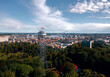 Panoramic summer cityscape of Aalborg (North Jutland, Denmark), with Aalborg Tower (Aalborgtårnet) in the foreground