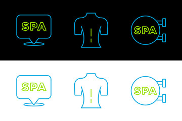 Poster - Set line Spa salon, and Massage icon. Vector