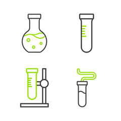 Sticker - Set line Test tube, flask on stand, and icon. Vector