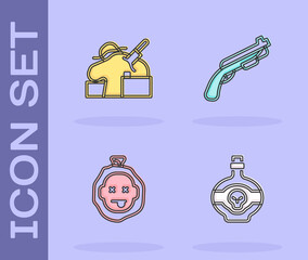 Wall Mural - Set Poison in bottle, Murder, and Police shotgun icon. Vector