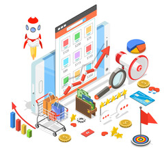 Wall Mural - Mobile advertising flat isometric  concept.