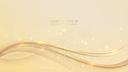Luxury background with gold lines, sparkle glowing effect and bokeh decoration. Elegant style design template concept