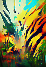 Abstract Image Imitation Of Oil Painting. Abstract Spotty Bright Picture. Digital Illustration.