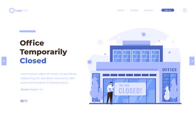 Office work activities temporarily closed on landing page design