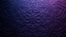 Diwali Concept Featuring A Purple 3D Ornamental Pattern. Celebration Wallpaper. 3D Render.