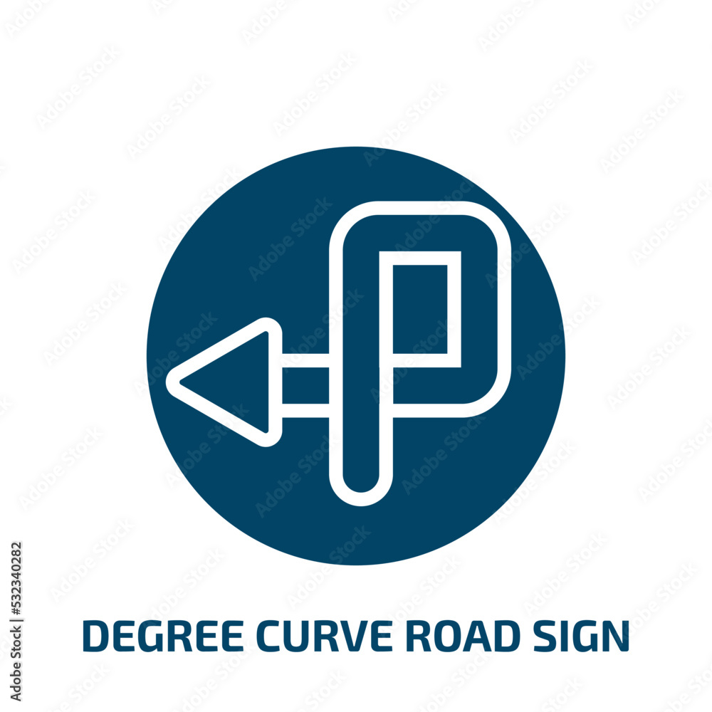 degree curve road sign icon from traffic signs collection. Filled ...