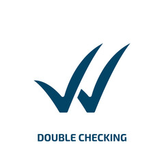 double checking icon from user interface collection. Filled double checking, double, check glyph icons isolated on white background. Black vector double checking sign, symbol for web design and mobile