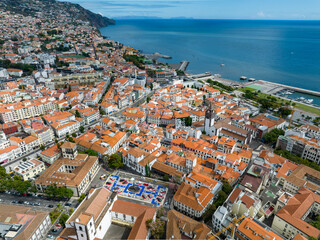 Wall Mural - Funchal Aerial View. Funchal is the Capital and Largest City of Madeira Island in Portugal. Europe. 