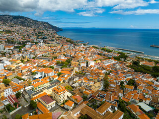 Wall Mural - Funchal Aerial View. Funchal is the Capital and Largest City of Madeira Island in Portugal. Europe. 