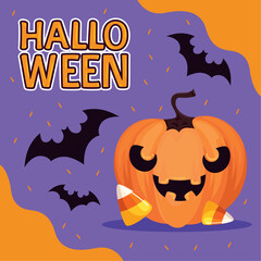 Sticker - halloween lettering with pumpkin