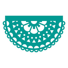 Papel Picado Vector Round Design With Decorative Flowers Papel Picado Vector Round Design With Decorative Flowers And Geometric Shapes, Traditional Mexican Fiesta Paprty Decoration


