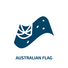 Wall Mural - australian flag icon from culture collection. Filled australian flag, flag, australian glyph icons isolated on white background. Black vector australian flag sign, symbol for web design and mobile
