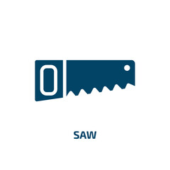 Wall Mural - saw icon from construction tools collection. Filled saw, work, tool glyph icons isolated on white background. Black vector saw sign, symbol for web design and mobile apps