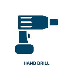 Wall Mural - hand drill icon from construction tools collection. Filled hand drill, drill, hammer glyph icons isolated on white background. Black vector hand drill sign, symbol for web design and mobile apps