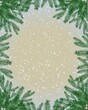 Christmas frame of fir branches on a snowy background with copy space. Winter composition merry christmas illustration, hand drawn