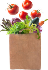 Wall Mural - Fresh vegetables coming out of a recyclable paper bag