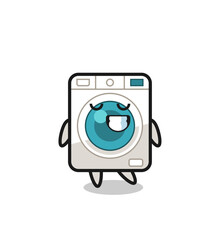 Sticker - washing machine cartoon illustration with a shy expression