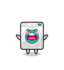 Sticker - cute washing machine mascot with a yawn expression