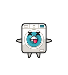 Sticker - character of the cute washing machine with dead pose