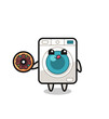 © heriyusuf - illustration of an washing machine character eating a doughnut