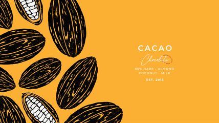 Chocolate bean horizontal design template. Abstract cacao bean illustration. Vector illustration