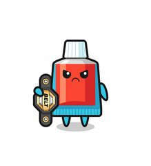 Sticker - toothpaste mascot character as a MMA fighter with the champion belt