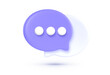 Purple live chat 3d on white background. Dialog, chat speech bubble. Live chat 3d, great design for any purposes. Vector graphic illustration
