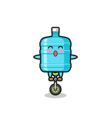 Sticker - The cute gallon water bottle character is riding a circus bike