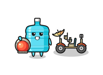 Wall Mural - the cute gallon water bottle as astronaut with a lunar rover
