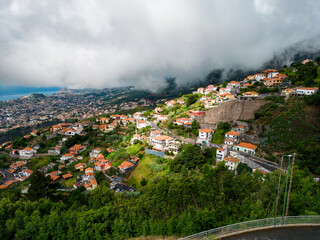 Wall Mural - Funchal Aerial View Evening Time. Funchal is the Capital and Largest City of Madeira Island in Portugal. Europe. 