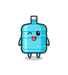 Canvas Print - cute gallon water bottle character in sweet expression while sticking out her tongue