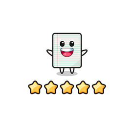 the illustration of customer best rating, paper cute character with 5 stars