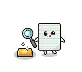 Sticker - paper character is checking the authenticity of the gold bullion