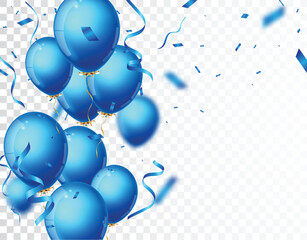 Wall Mural - Birthday Celebrations banner with blue, white balloons and confetti