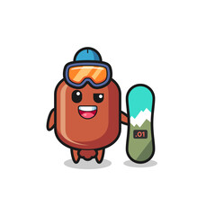 Canvas Print - Illustration of sausage character with snowboarding style