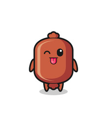 Sticker - cute sausage character in sweet expression while sticking out her tongue