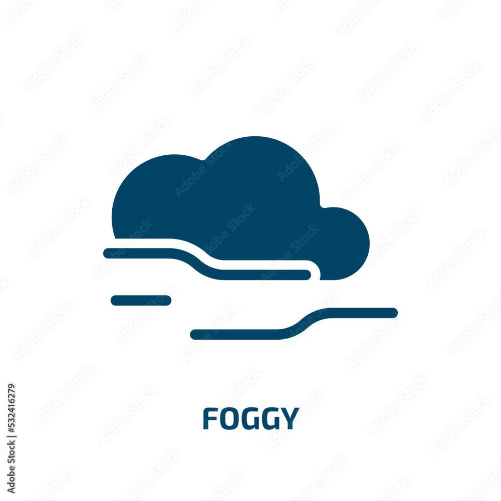 foggy icon from weather collection. Filled foggy, happy, smile glyph ...