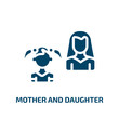 © Farahim - mother and daughter icon from people collection. Filled mother and daughter, love, parent glyph icons isolated on white background. Black vector mother and daughter sign, symbol for web design and