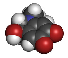 Adrenochrome Molecule. Oxidation Product Of Adrenaline, 3D Rendering.