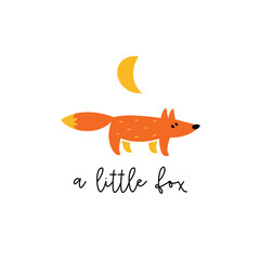 Wall Mural - Cute little fox character logo illustration