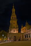 Fototapeta Miasto - Night photograph of the plaza de españa in seville.