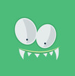 Cute monster face expression. Green square avatar