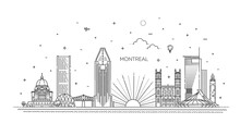 Vector Illustration Of Montreal City. Montreal Skyline With Panoramic View