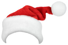 Santa Claus Hat Or Christmas Red Cap Isolated On White Background