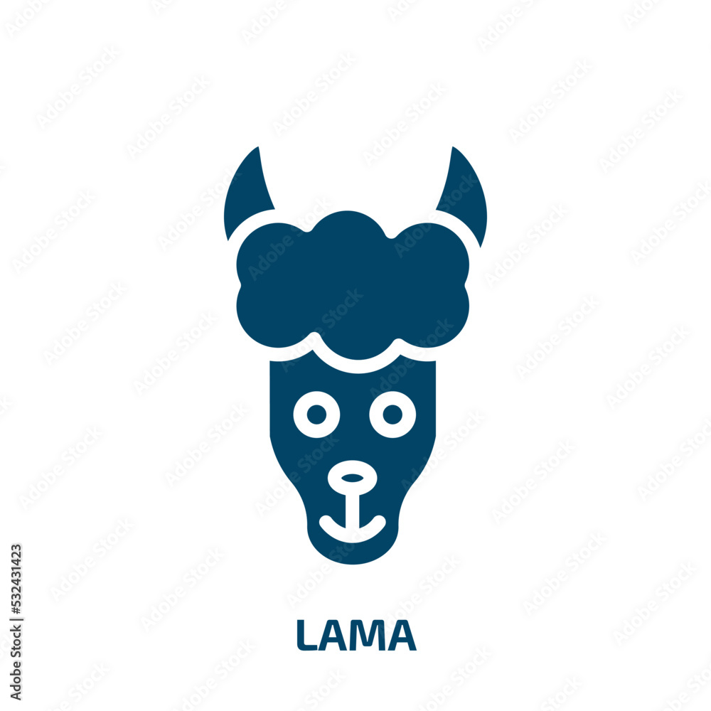 Lama Visual Sign lama icon from animals collection. Filled lama, animal, cartoon glyph ...