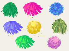 Set Of Multicolored Pom-poms Vector.