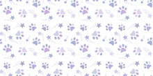 Purple Paw Pattern, Vector Background